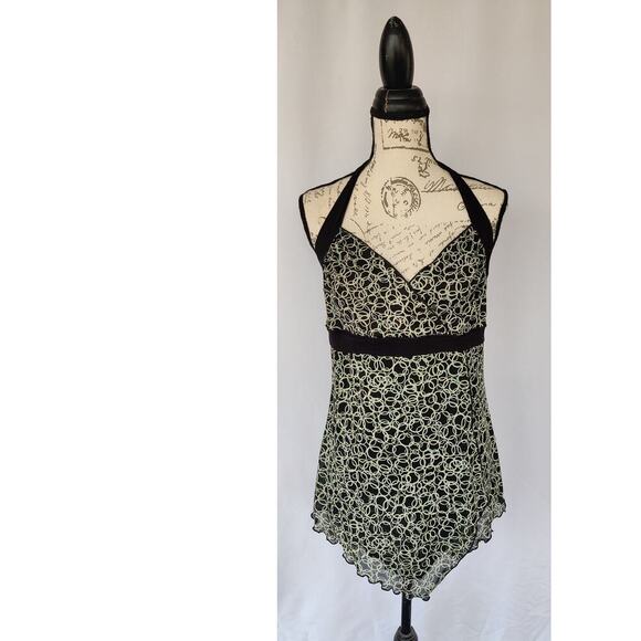 Vintage Max Studio Y2K 90's Halter Sleeveless Babydoll Top Size M Black - Picture 1 of 7